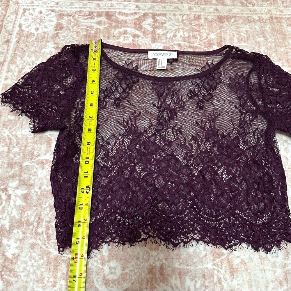 Sheer🪻Cropped Lace Purple Top - Picture 5 of 6